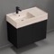 Floating Black Bathroom Vanity, Modern, 32